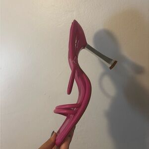 SCHUTZ Pink Strappy Heels with Metallic Accents